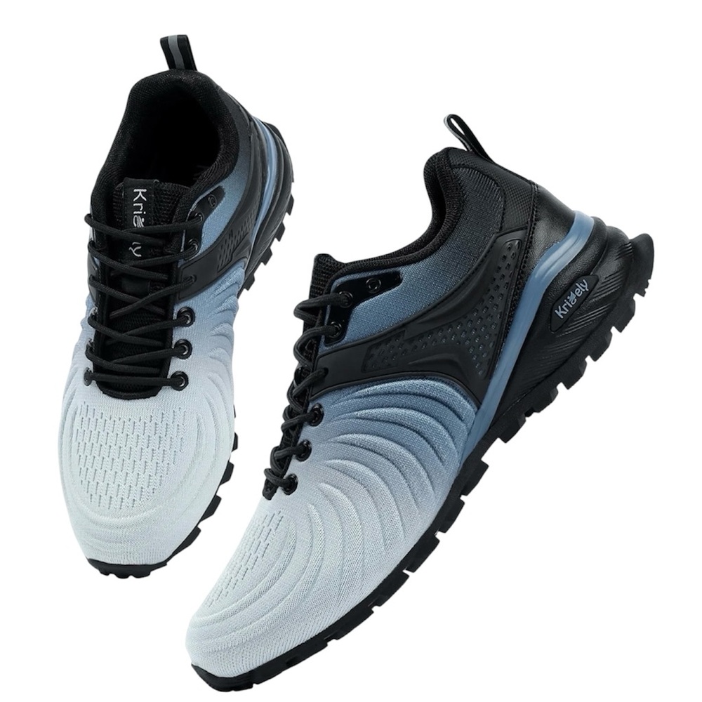 Stylish Black and Whitish Blue Men's Athletic Shoes W